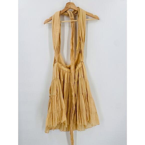 Erika Pena Selma Tan Wrap Mini Dress - Picture 3 of 7